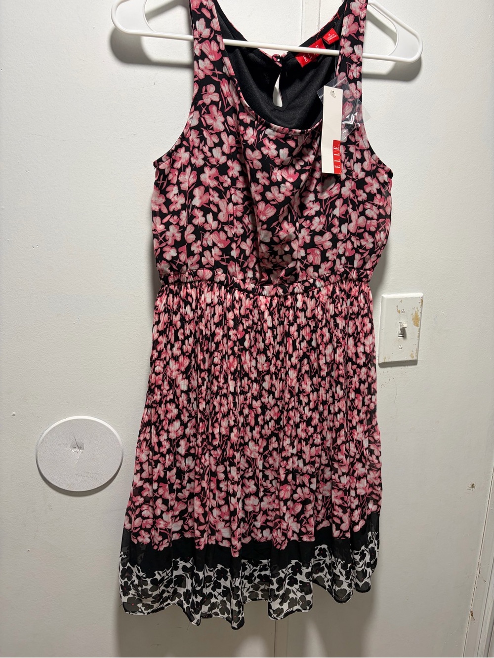 Elle Pink and Black Floral Sleeveless Dress